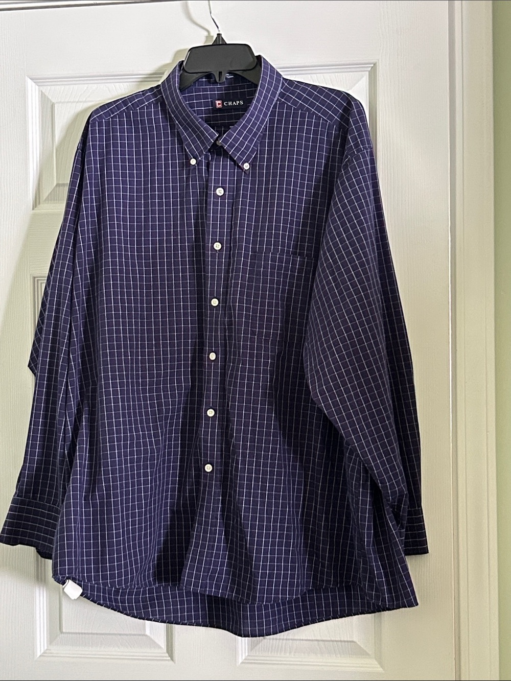 Chaps Navy Windowpane Button-Down Dress Shirt